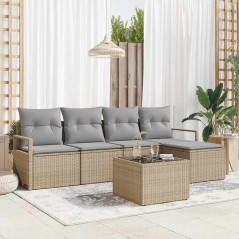 vidaXL Set di Divani da Giardino 6 Pezzi con Cuscini in Rattan Polietilene Nero