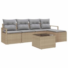 vidaXL Set di Divani da Giardino 6 Pezzi con Cuscini in Rattan Polietilene Nero
