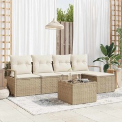 vidaXL Set di divano da giardino a 6 pezzi con cuscini marroni in rattan sintetico.