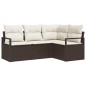 vidaXL Set da giardino con divano in rattan sintetico marrone, 4 pezzi e cuscini