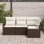 vidaXL Set da giardino con divano in rattan sintetico marrone, 4 pezzi e cuscini