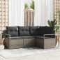 vidaXL Set di divani da giardino a 4 pezzi con cuscini grigi in rattan