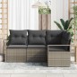 vidaXL Set di divani da giardino a 4 pezzi con cuscini grigi in rattan