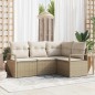 vidaXL Set di divani da giardino in 4 pezzi con cuscini beige