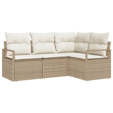 vidaXL Set di divani da giardino in 4 pezzi con cuscini beige