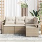 vidaXL Set di divani da giardino in 4 pezzi con cuscini beige
