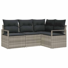 vidaXL Set di divani da giardino 4 pezzi con cuscini grigi in rattan sintetico