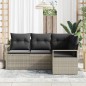 vidaXL Set di divani da giardino 4 pezzi con cuscini grigi in rattan sintetico vidaXL Set di divani da giardino 4 pezzi con cuscini grigi in rattan sintetico