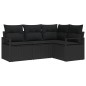 vidaXL Set divano da giardino di 4 pezzi con cuscini in rattan sintetico nero