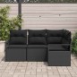 vidaXL Set divano da giardino di 4 pezzi con cuscini in rattan sintetico nero