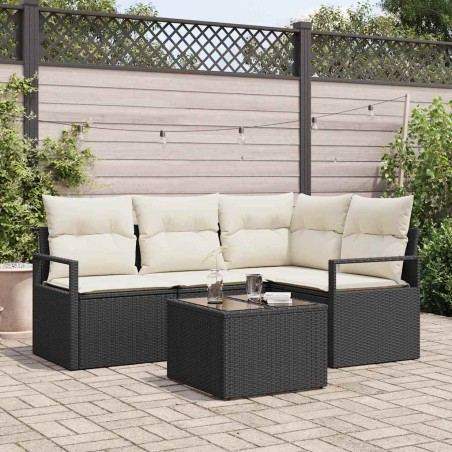vidaXL Set di divano da giardino a 4 pezzi con cuscini marroni in rattan