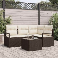 vidaXL Set di divano da giardino 4 pezzi con cuscini grigi in polirattan