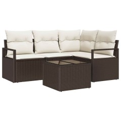 vidaXL Set di divano da giardino 4 pezzi con cuscini grigi in polirattan