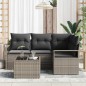 vidaXL Set divano da giardino 4 pezzi con cuscini neri in rattan