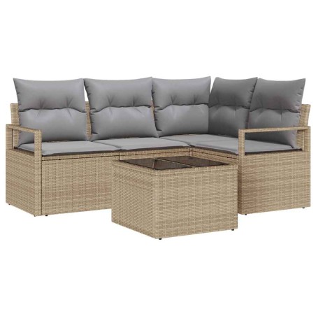 vidaXL Set di divani da giardino a 5 pezzi con cuscini in rattan nero