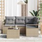 vidaXL Set di divani da giardino a 5 pezzi con cuscini in rattan nero