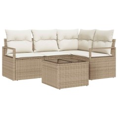 vidaXL Set di divani da giardino 5 pezzi con cuscini in rattan sintetico marrone.