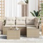 vidaXL Set di divani da giardino 5 pezzi con cuscini in rattan sintetico marrone.