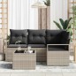 vidaXL Set divani da giardino 5 pezzi con cuscini grigi in polyrattan