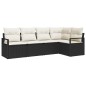 vidaXL Set di divani da giardino 5 pezzi con cuscini neri in poly rattan vidaXL Set di divani da giardino 5 pezzi con cuscini neri in poly rattan