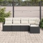 vidaXL Set di divani da giardino 5 pezzi con cuscini neri in poly rattan vidaXL Set di divani da giardino 5 pezzi con cuscini neri in poly rattan