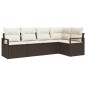 vidaXL Set di divani da giardino 5 pezzi con cuscini in poliratan marrone vidaXL Set di divani da giardino 5 pezzi con cuscini in poliratan marrone