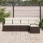vidaXL Set di divani da giardino 5 pezzi con cuscini in poliratan marrone vidaXL Set di divani da giardino 5 pezzi con cuscini in poliratan marrone