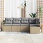 vidaXL Set di divani da giardino a 5 pezzi con cuscini beige in polirattan