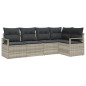 vidaXL Set di divani da giardino a 5 pezzi con cuscini grigi in polyrattan