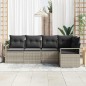 vidaXL Set di divani da giardino a 5 pezzi con cuscini grigi in polyrattan