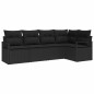 vidaXL Set di Divani da Giardino 5 Pezzi con Cuscini in Rattan Sintetico Nero