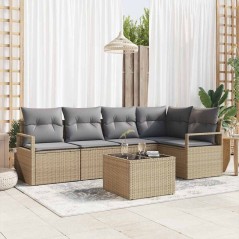 vidaXL Set di divano da giardino 6 pezzi con cuscini neri in rattan polipropilene.