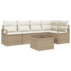 vidaXL Set da Giardino vitaXL di 6 Pezzi con Cuscini Marrone in Rattan Sintetico