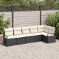 vidaXL Set da divano da giardino con 6 pezzi e cuscini in polirattan nero