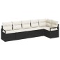 vidaXL Set da divano da giardino con 6 pezzi e cuscini in polirattan nero