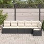 vidaXL Set da divano da giardino con 6 pezzi e cuscini in polirattan nero