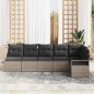 vidaXL Set di divani da giardino 6 pezzi con cuscini grigi in rattan sintetico
