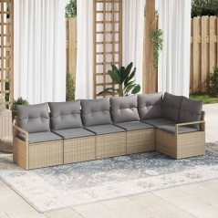 vidaXL Set divano da giardino 6 pezzi con cuscini beige in rattan sintetico