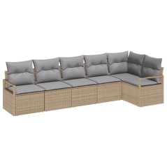 vidaXL Set divano da giardino 6 pezzi con cuscini beige in rattan sintetico