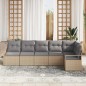 vidaXL Set divano da giardino 6 pezzi con cuscini beige in rattan sintetico