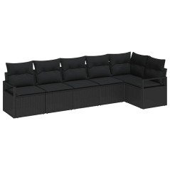 vidaXL Set Divano da Giardino a 6 Pezzi con Cuscini in Rattan Nero