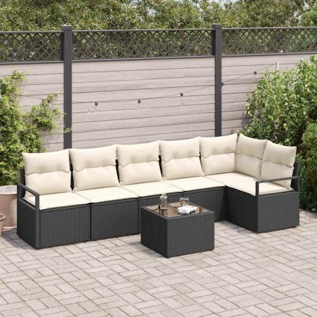 vidaXL Set di divano da giardino a 6 pezzi di , con cuscini, in polyrattan marrone.