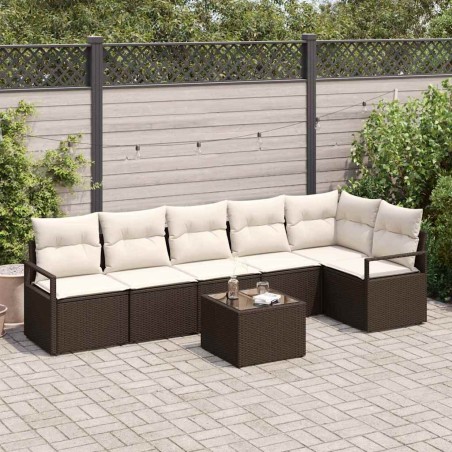 vidaXL Set divano da giardino in 6 pezzi con cuscini in rattan poliestere grigio.