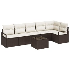 vidaXL Set divano da giardino in 6 pezzi con cuscini in rattan poliestere grigio.