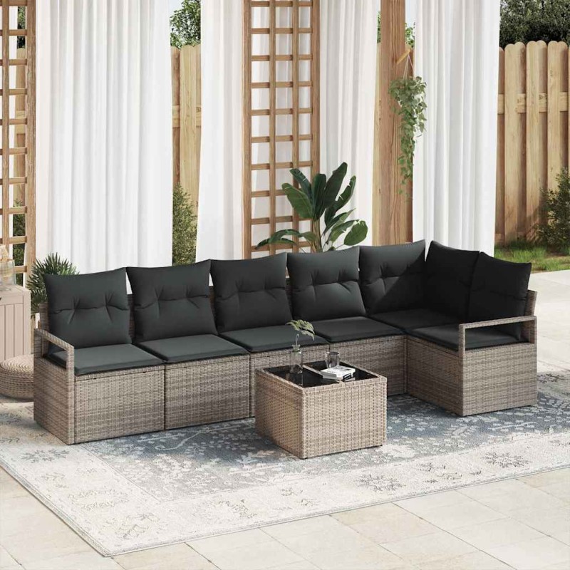 vidaXL Set di divani da giardino in sei pezzi con cuscini in rattan nero. vidaXL Set di divani da giardino in sei pezzi con cuscini in rattan nero.