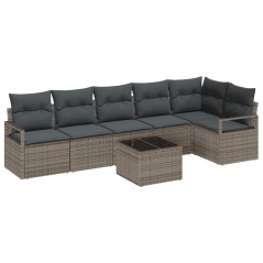 vidaXL Set di divani da giardino in sei pezzi con cuscini in rattan nero.