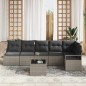 vidaXL Set di divani da giardino in sei pezzi con cuscini in rattan nero. vidaXL Set di divani da giardino in sei pezzi con cuscini in rattan nero.