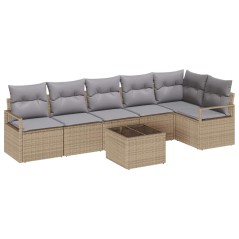 vidaXL Set di divani da giardino 7 pezzi con cuscini in polirattan nero.