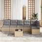vidaXL Set di divani da giardino 7 pezzi con cuscini in polirattan nero.