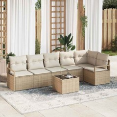 vidaXL Set Divano da Giardino 7 Pezzi con Cuscini Marroni in Rattan Sintetico